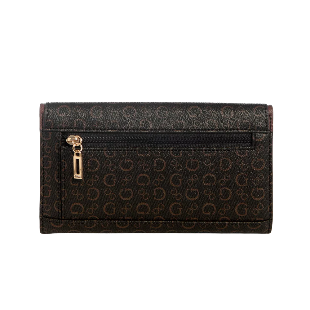Billetera delgada Guess para mujer con logo Kiran - Marrón neutro