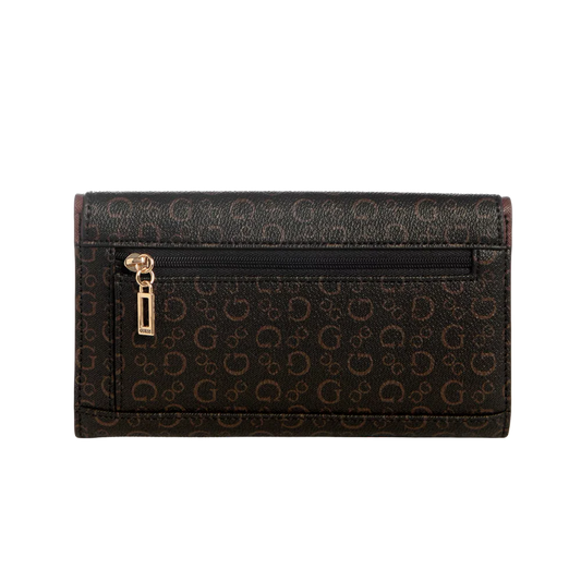 Billetera delgada Guess para mujer con logo Kiran - Marrón neutro